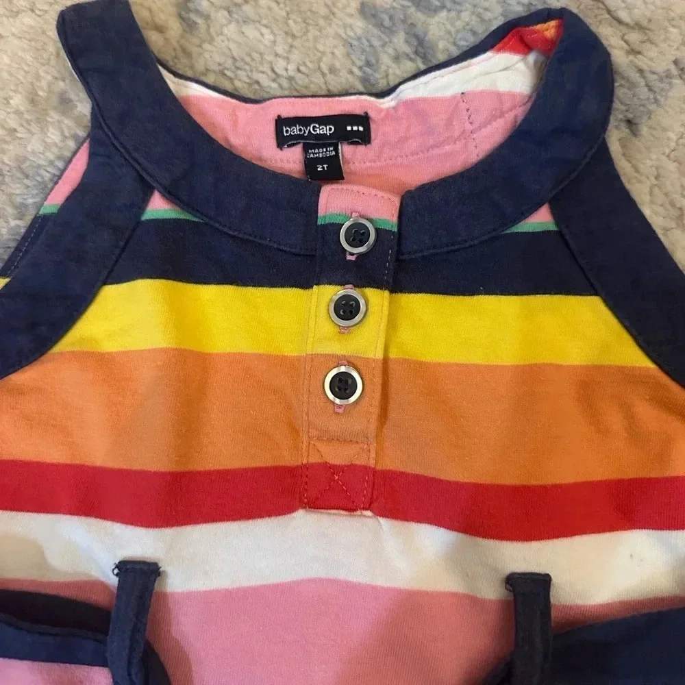 BabyGap Rainbow Stripe Belted Tank Dress Toddler Girls Size 2T